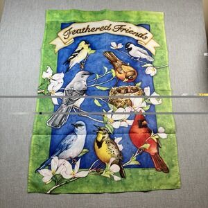 Feathered Friends Floral Summer Garden House Yard Flag Banner 28x40 Large Bird's